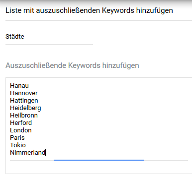 Städte bei Google Ads ausschließen