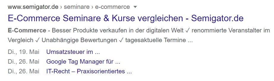 Veranstaltungen auf den SERPs