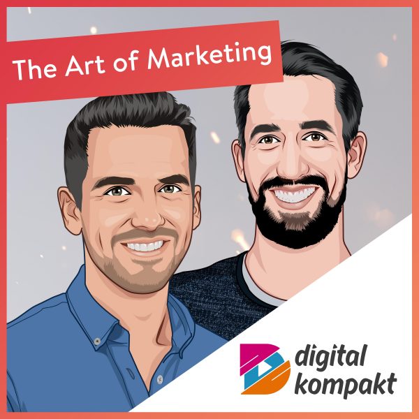 Illustration von Jens Polomski und einem Marketing-Experten im Podcast 'The Art of Marketing