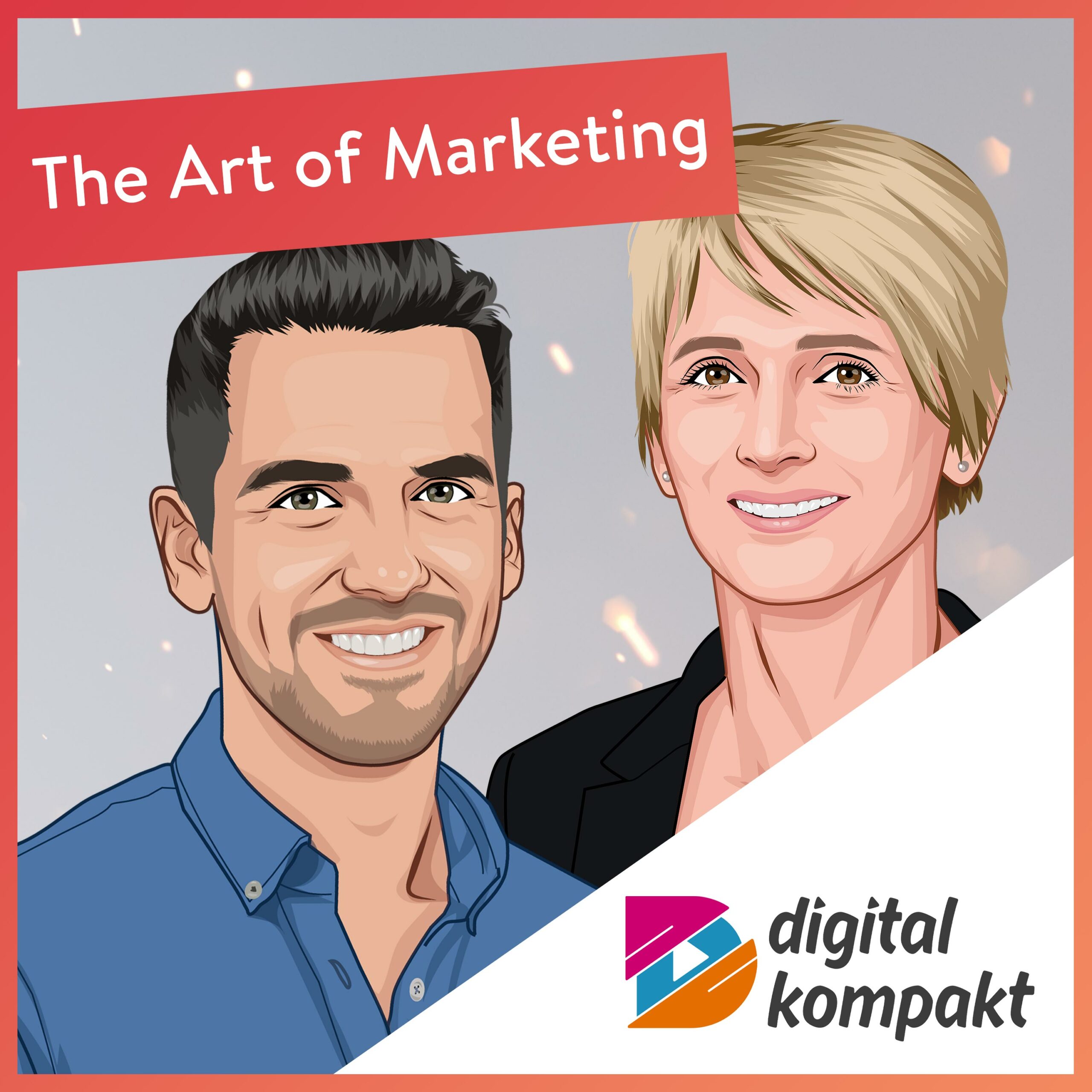 Podcast-Illustration mit Nina Schaffert und Robin Heintze