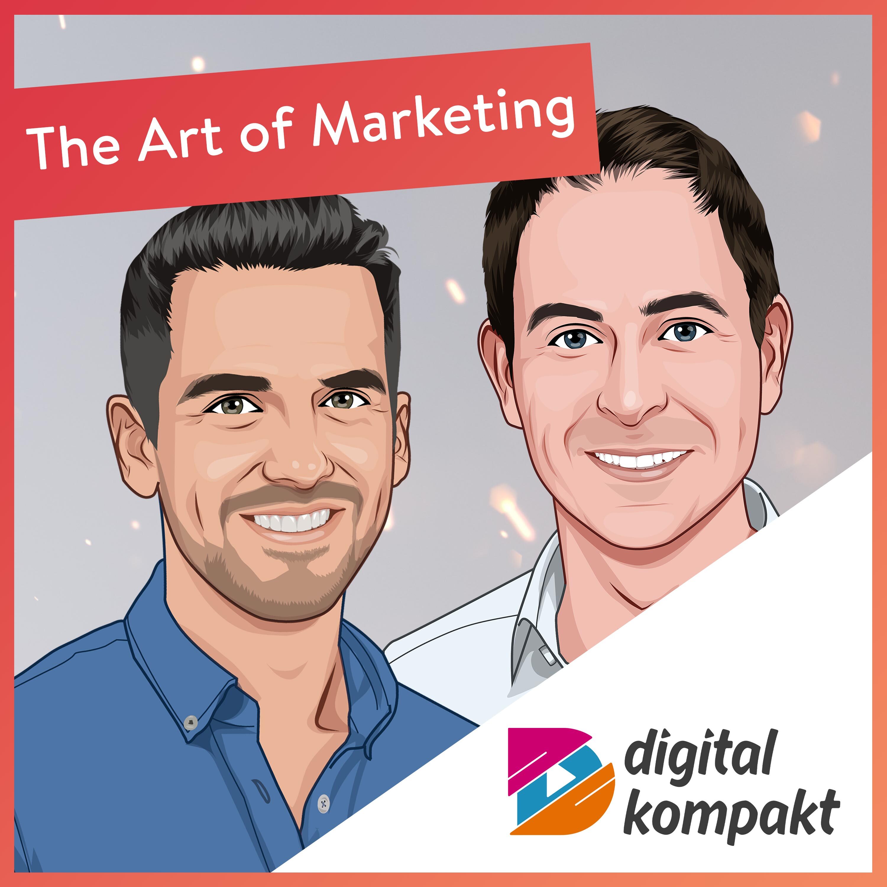 Illustration von Jan Wieseke und einem weiteren Gast mit dem Titel „The Art of Marketing“ und dem Digital Kompakt Logo.