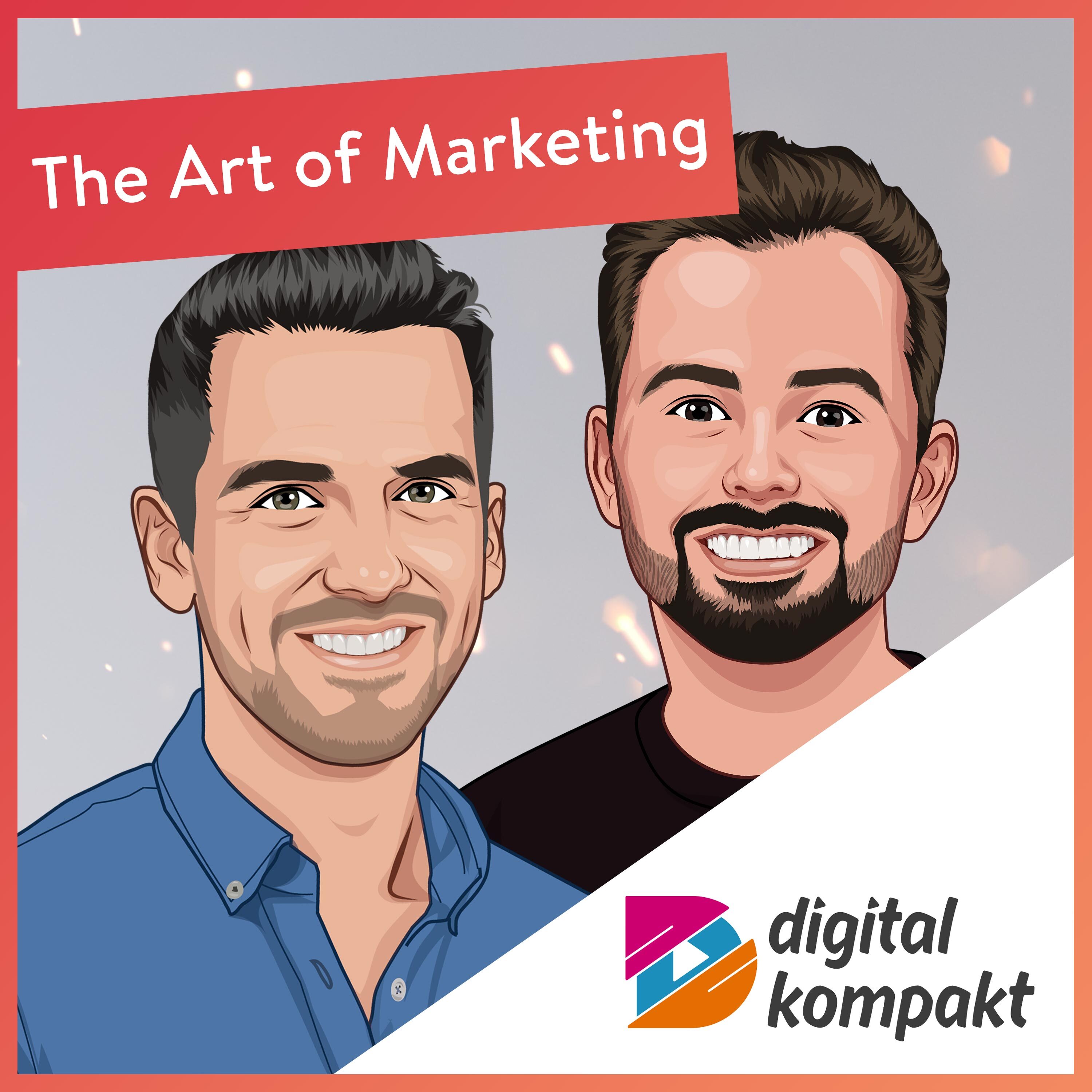 Illustratives Porträt von Robin Heintze und Samuel Pais vor einem grauen Hintergrund mit dem Logo „Digital Kompakt“