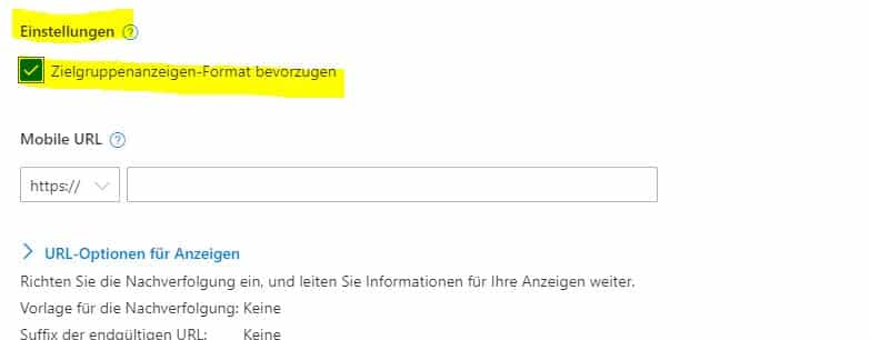 Zielgruppen Anzeigenformate bei Microsoft